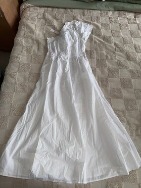 NWT J. Crew White One-Shoulder Maxi Smocked Dress size XS